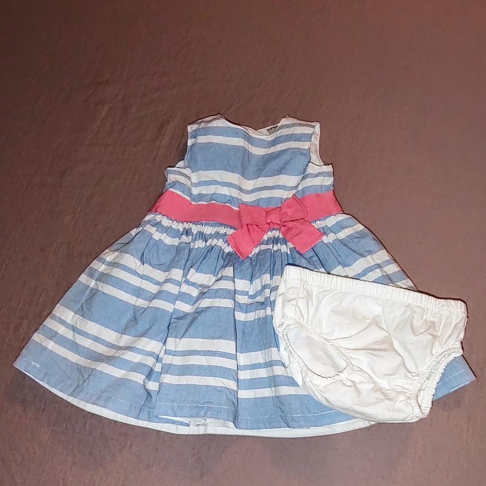 Baby dress Carter's size 6 months blue/white